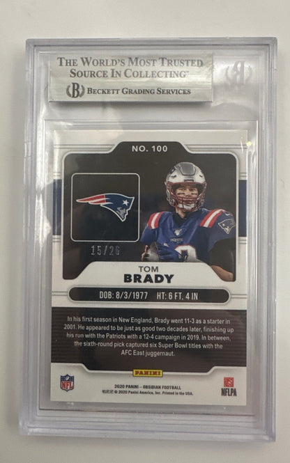 2020 Panini Obsidian Electric Etch Red Flood Tom Brady #100 BGS 8.5