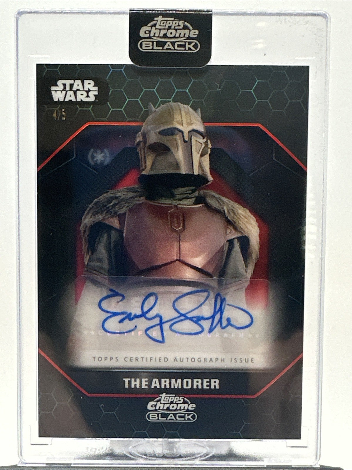 2024 Topps Chrome Black Star Wars The Armorer Emily Swallows Auto /5.