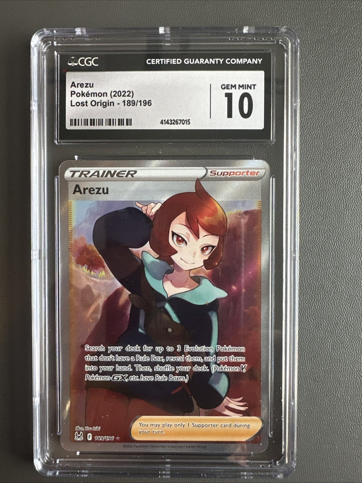 Pokemon 2022 Arezu (Full Art) 189/196 Pokemon Lost Origin Holo CGC 10
