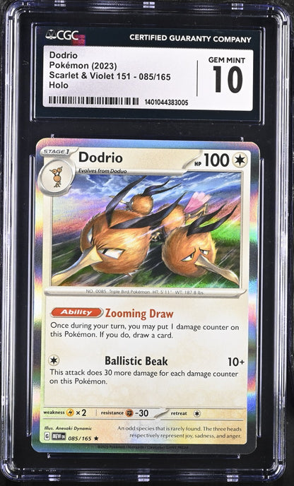 Pokémon 2023 Dodrio Holo Scarlet And Violet 151 85/165 CGC 10