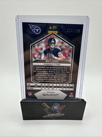 2024 Mosaic #211 Will Levis Red Mosaic Prizm Tennessee Titans