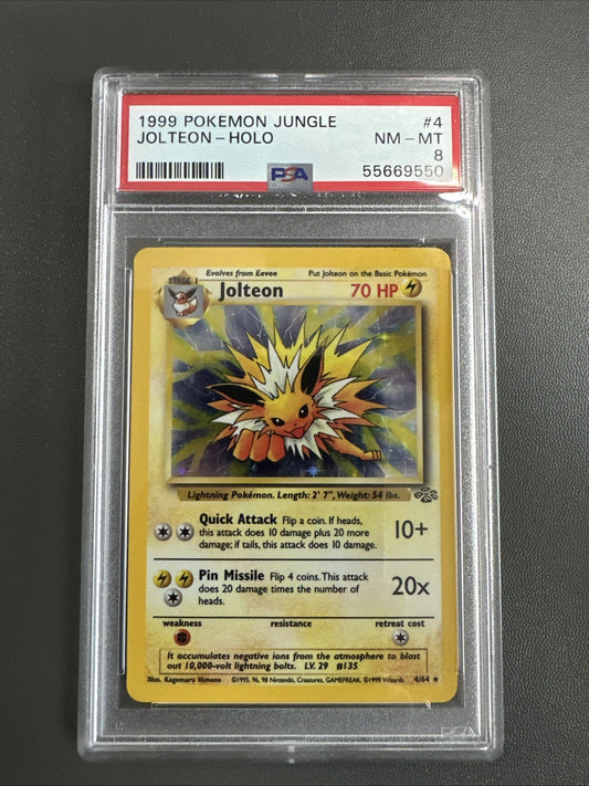 1999 POKEMON JUNGLE #4/64 JOLTEON-HOLO PSA 8