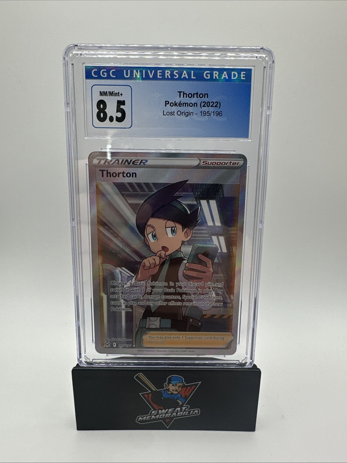 Pokemon 2022 Thorton 195/196 Trainer Full Art  Lost Origin CGC 8.5