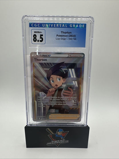 Pokemon 2022 Thorton 195/196 Trainer Full Art  Lost Origin CGC 8.5