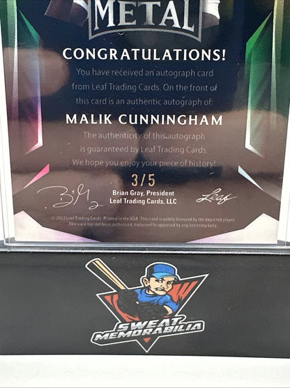 2023 Leaf Metal Football MALIK CUNNINGHAM Auto 3/5