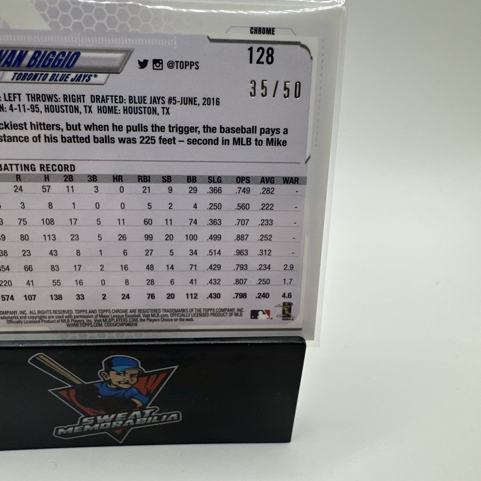 2021 Topps Chrome Gold Wave Refractor 35/50 Cavan Biggio #128) Blue Jays
