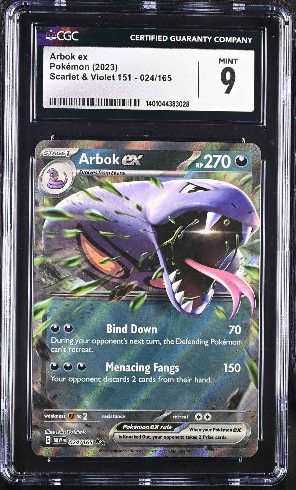 Pokemon 2023 Arbok EX 024 Pokemon 151 Full Art 024/165 CGC 9