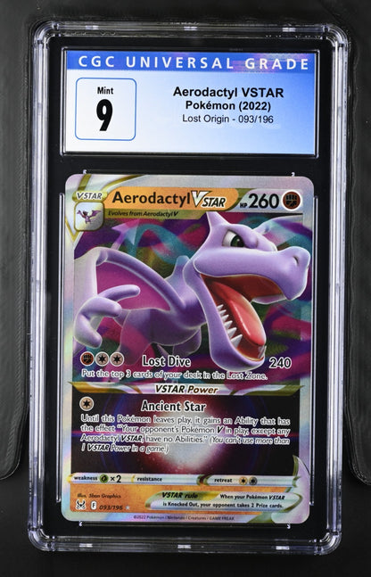 Pokemon 2022 Lost Origin Aerodactyl VSTAR #093/196 CGC 9