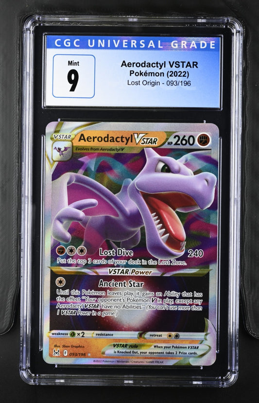 Pokemon 2022 Lost Origin Aerodactyl VSTAR #093/196 CGC 9