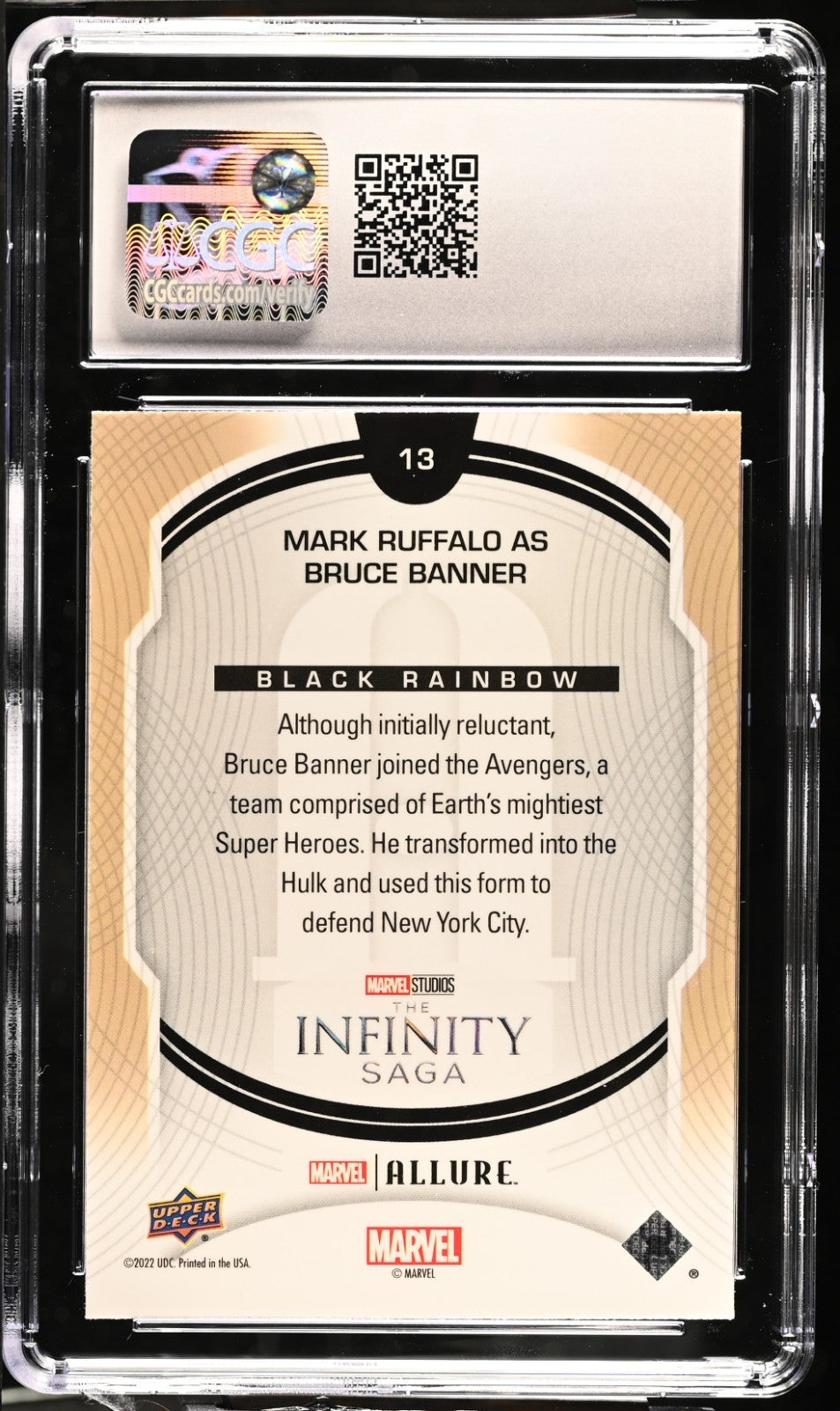2022 Marvel Studios Allure Black Rainbow #13 Mark Ruffalo as Bruce Banner CGC 9