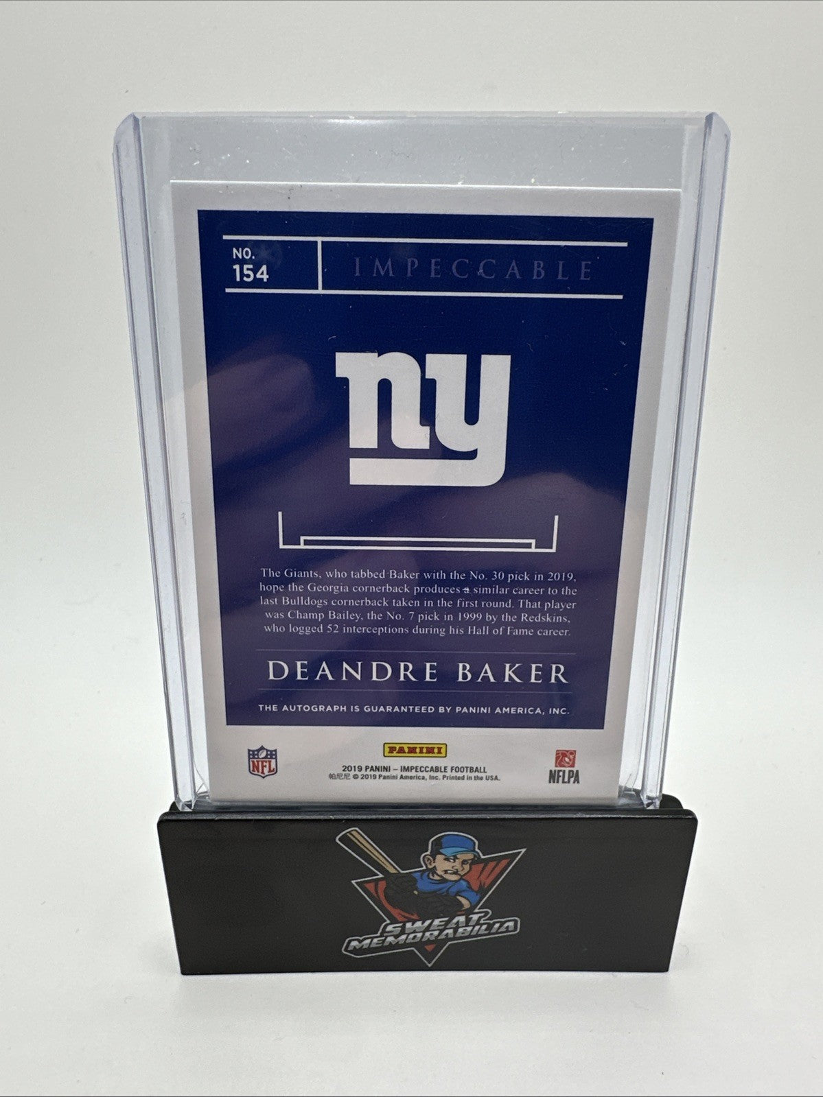 2019 Panini Impeccable Certified Autograph #154 DeAndre Baker RC NFL Card 12/99