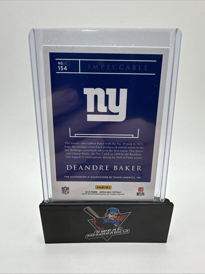 2019 Panini Impeccable Certified Autograph #154 DeAndre Baker RC NFL Card 12/99