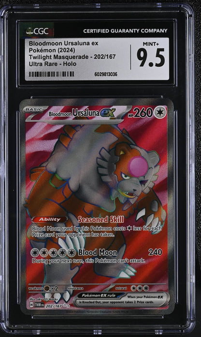 Pokémon 2024 TCG Bloodmoon Ursaluna ex SV Twilight Masquerade Ultra Rare CGC 9.5