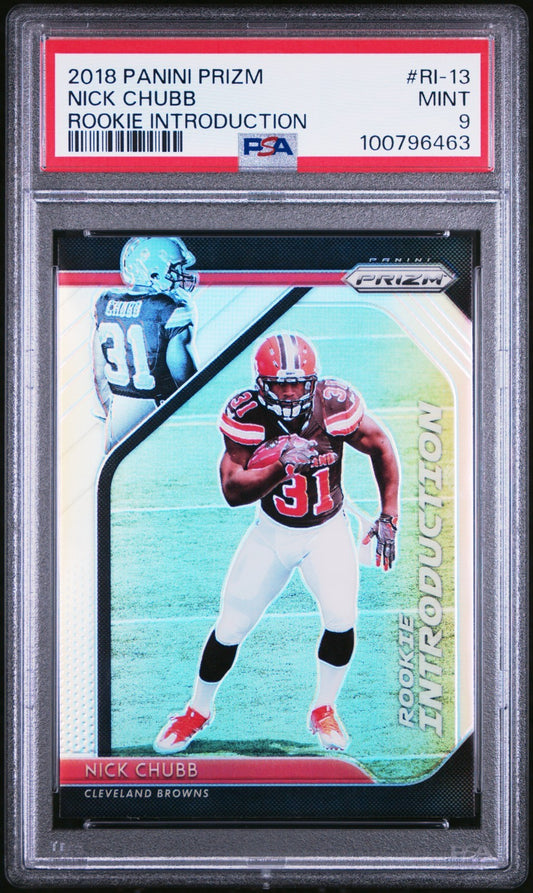2018 Panini Prizm Rookie Introduction Nick Chubb #RI-13 PSA 9