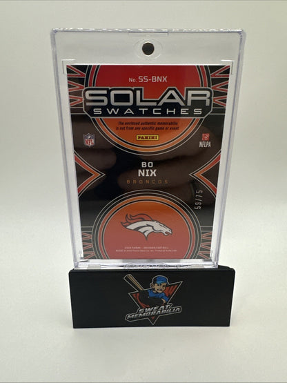 2024 Obsidian Football Bo Nix RC Solar Swatches 2 Color Patch /75 Broncos