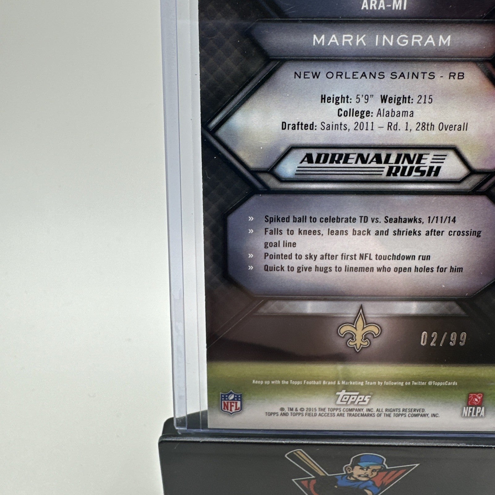 2015 Topps Field Access Adrenaline Rush Green #ARA-MI Mark Ingram /99