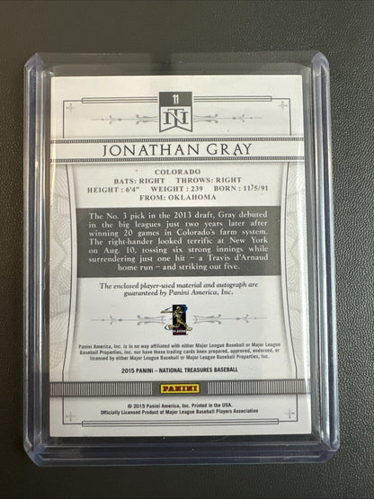 Jon Gray Patch Auto Autograph /99 2015 Panini National Treasures