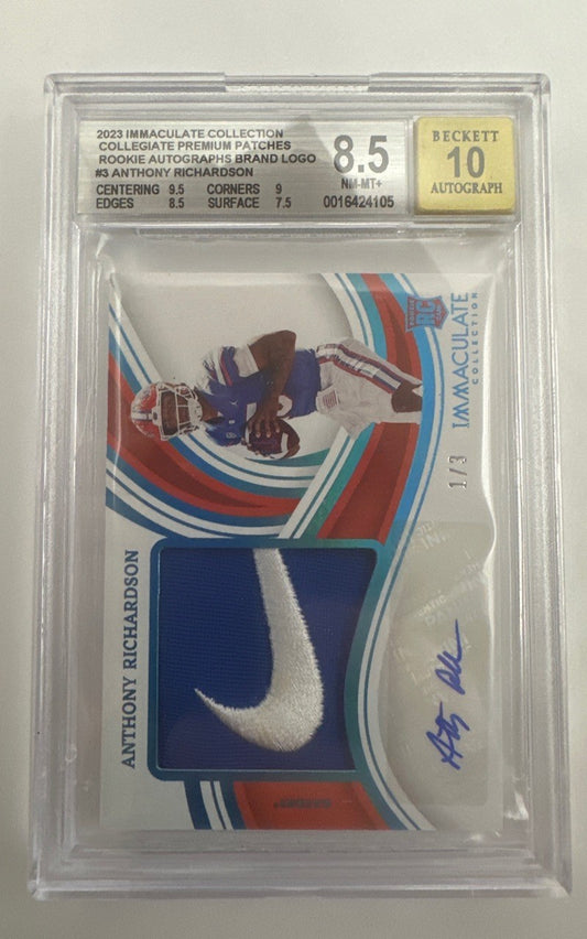 2023 Immaculate Collection Collegiate Premium RPA Anthony Richardson BGS 8.5