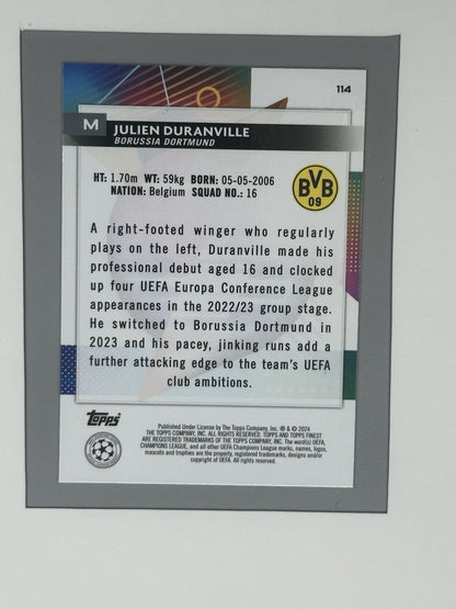 2023-24 Topps Finest UCC Finest Julien Duranville 104/275 Borussia Dortmund