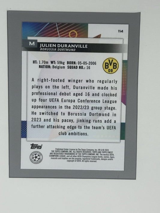 2023-24 Topps Finest UCC Finest Julien Duranville 104/275 Borussia Dortmund