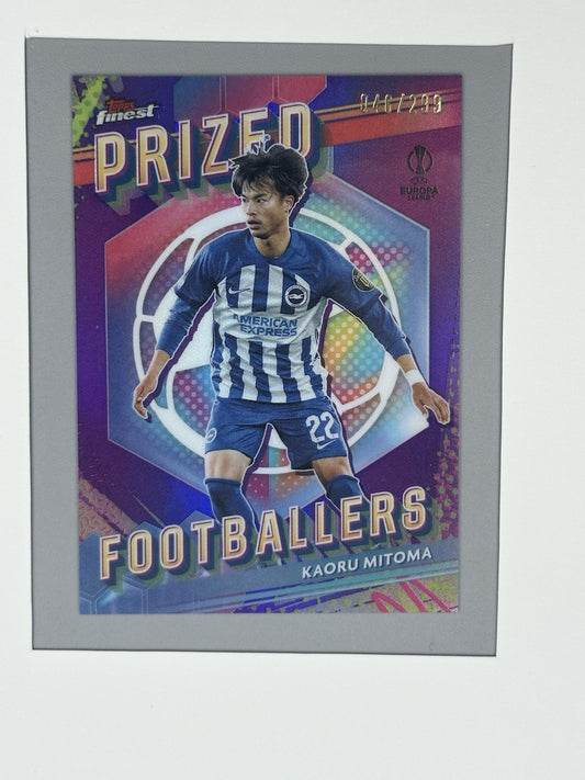 2023-24 Topps Finest Prized Footballers Purple Kaoru Mitoma #PF-6 46/299