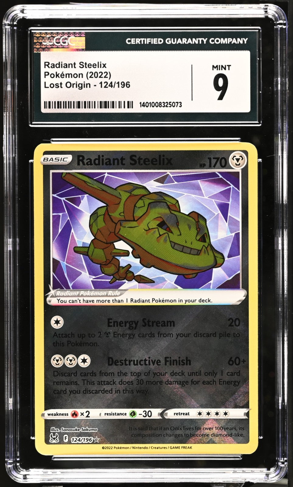 Pokemon 2022 Radiant Steelix 124/196 Lost Origin CGC 9