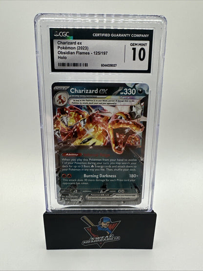 CGC 10 GEM MINT Charizard Ex 125/197 HOLO RARE Obsidian Flames Pokemon Card