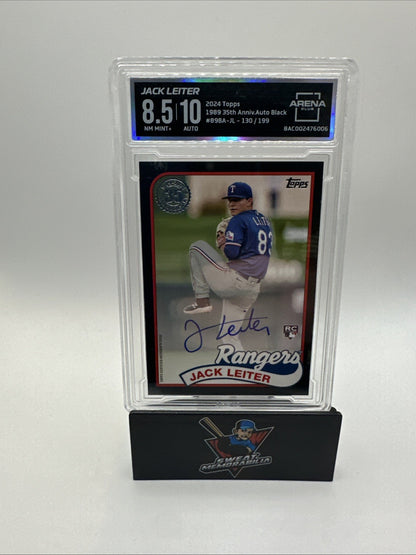 2024 Update 1989 Topps Baseball Black /199 Jack Leiter Rookie Auto RC Arena 8.5