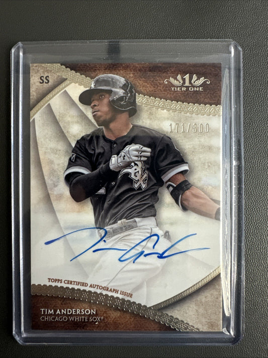 2017 TOPPS TIER ONE TIM ANDERSON *CERTIFIED AUTO #171/300*  WHITE SOX