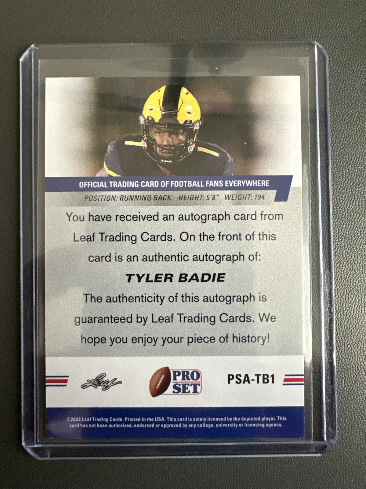 Tyler Badie Leaf Pro Set XRC 2022 Auto