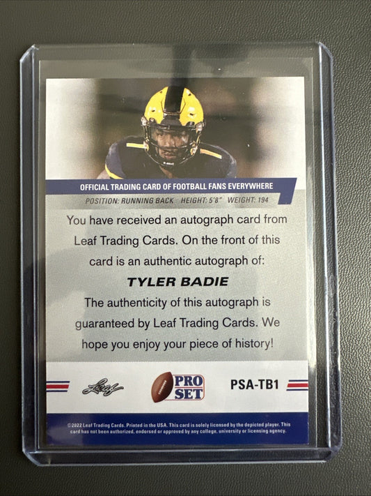 Tyler Badie Leaf Pro Set XRC 2022 Auto