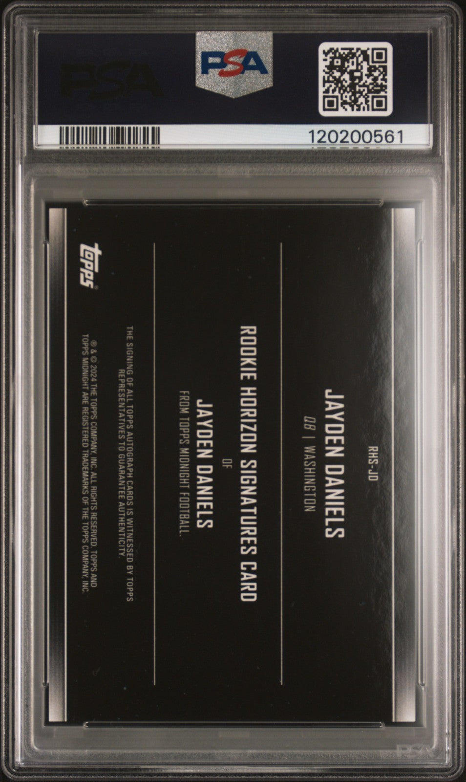 2024 Topps Midnight Rookie Horizon Signatures Jayden Daniels #RH PSA 10 GEM MINT