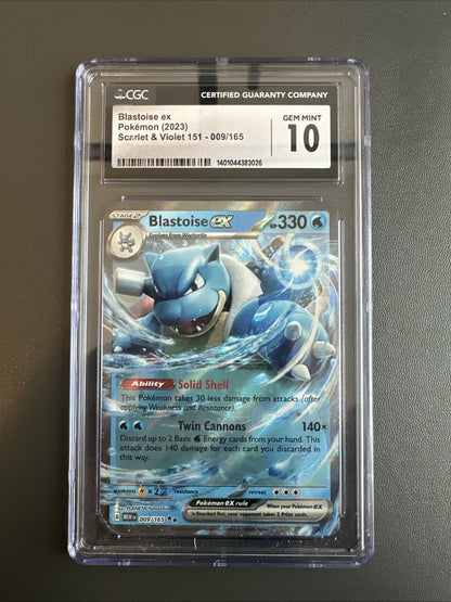CGC 10 Gem Mint Blastoise EX 009/165 151 Pokemon Card Scarlett & Violet 151
