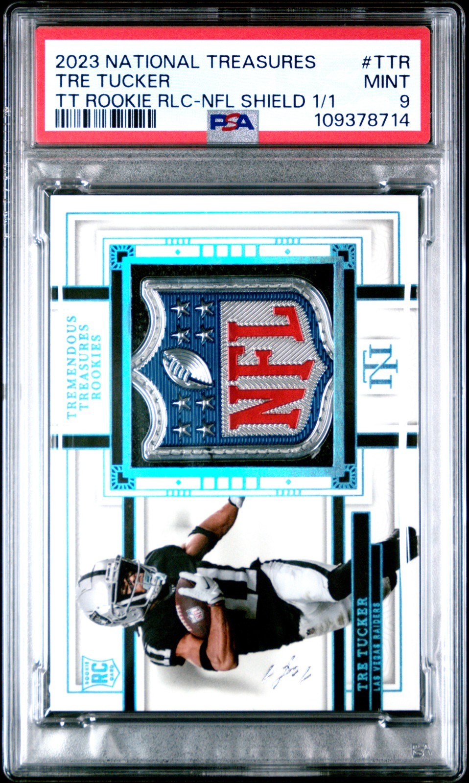 2023 Panini National Treasures TT Rookies Relics Tre Tucker 1/1 PSA 9
