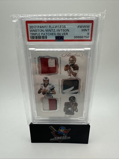 DESHAUN WATSON JAMEIS WINSTON CARSON WENTZ 2017 FLAWLESS JSY RC #8/10 PSA 9