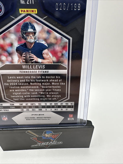 2024 Mosaic #211 Will Levis Red Mosaic Prizm Tennessee Titans
