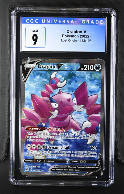 Pokemon 2022 Drapion V (Full Art) 182/196 Lost Origin Holo CGC 9