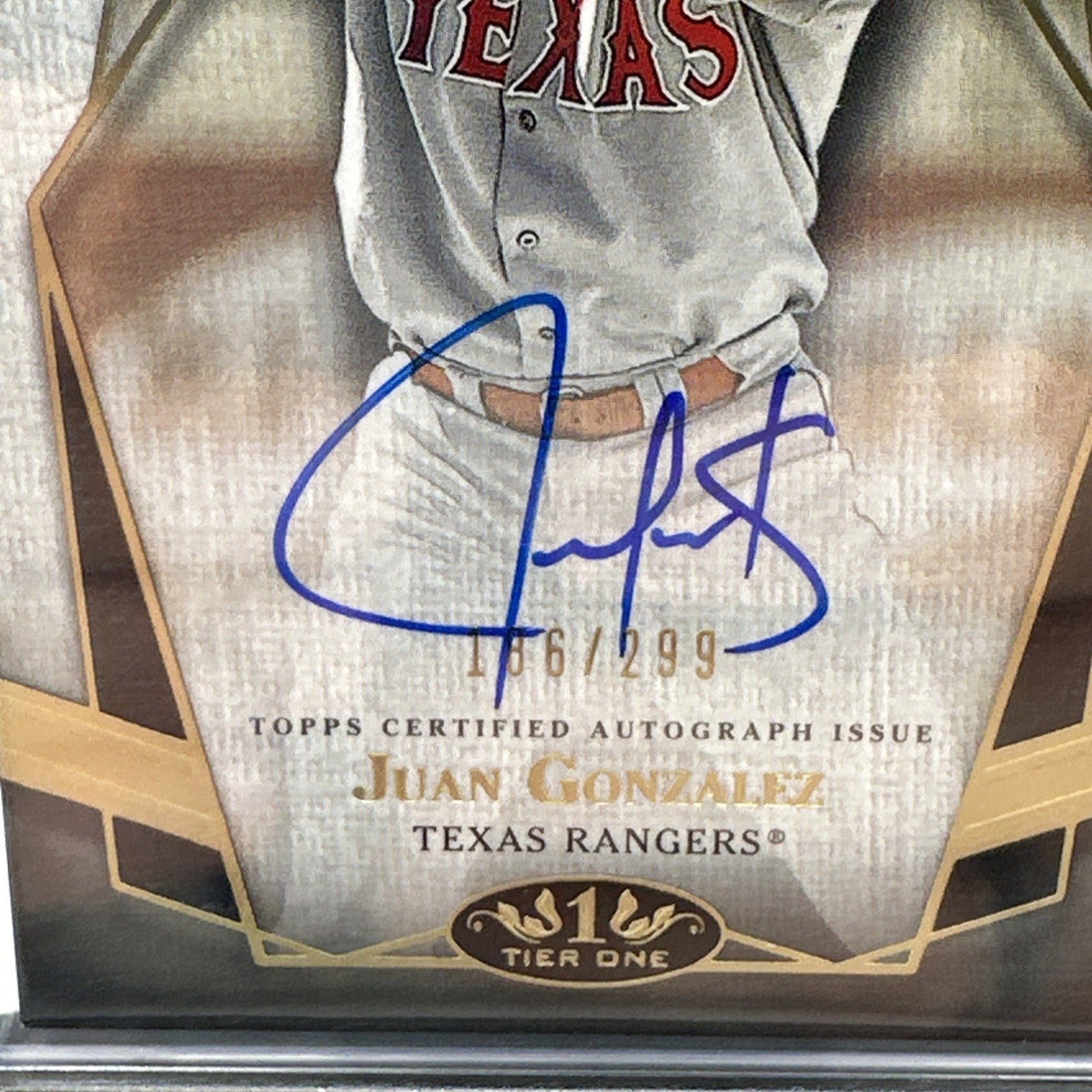 2022 Topps Tier One Prime Performers Auto 074/299 Juan Gonzalez #PPA-JG Auto