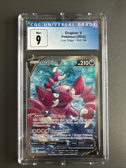 Pokemon Drapion V (Full Art) 182/196 Swsh11: Lost Origin Holo CGC 9