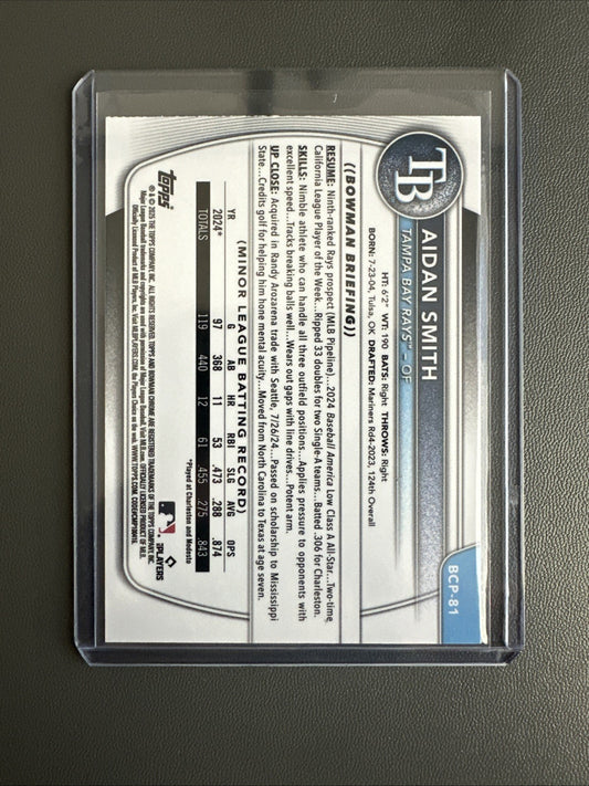 2025 Bowman Chrome Reptilian Refractor #BCP-81 Aidan Smith Rays TOP PROSPECT