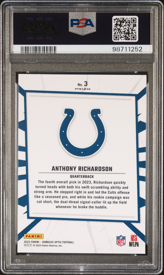 2023 Panini Donruss Optic My House! Anthony Richardson #3 PSA 10 GEM MINT