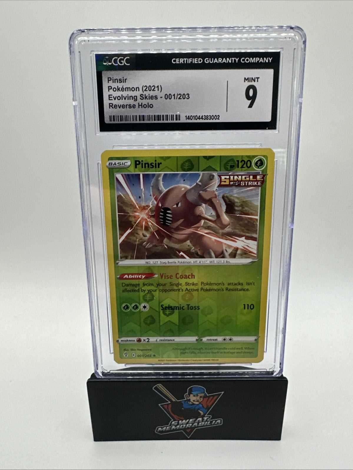 POKEMON 2021 PINSIR 001/203 EVOLVING SKIES (REVERSE HOLO) CGC 9