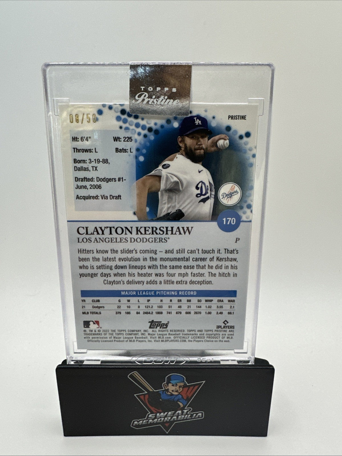2022 Topps Pristime Gold Refractor #170 Clayton Kershaw No 8 of 50
