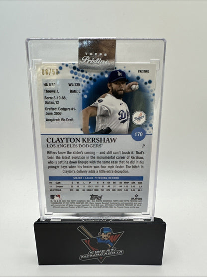2022 Topps Pristime Gold Refractor #170 Clayton Kershaw No 8 of 50