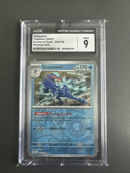 Pokemon 2023 Quaquaval 054/198 Reverse Holo Rare Scarlet & Violet CGC 9