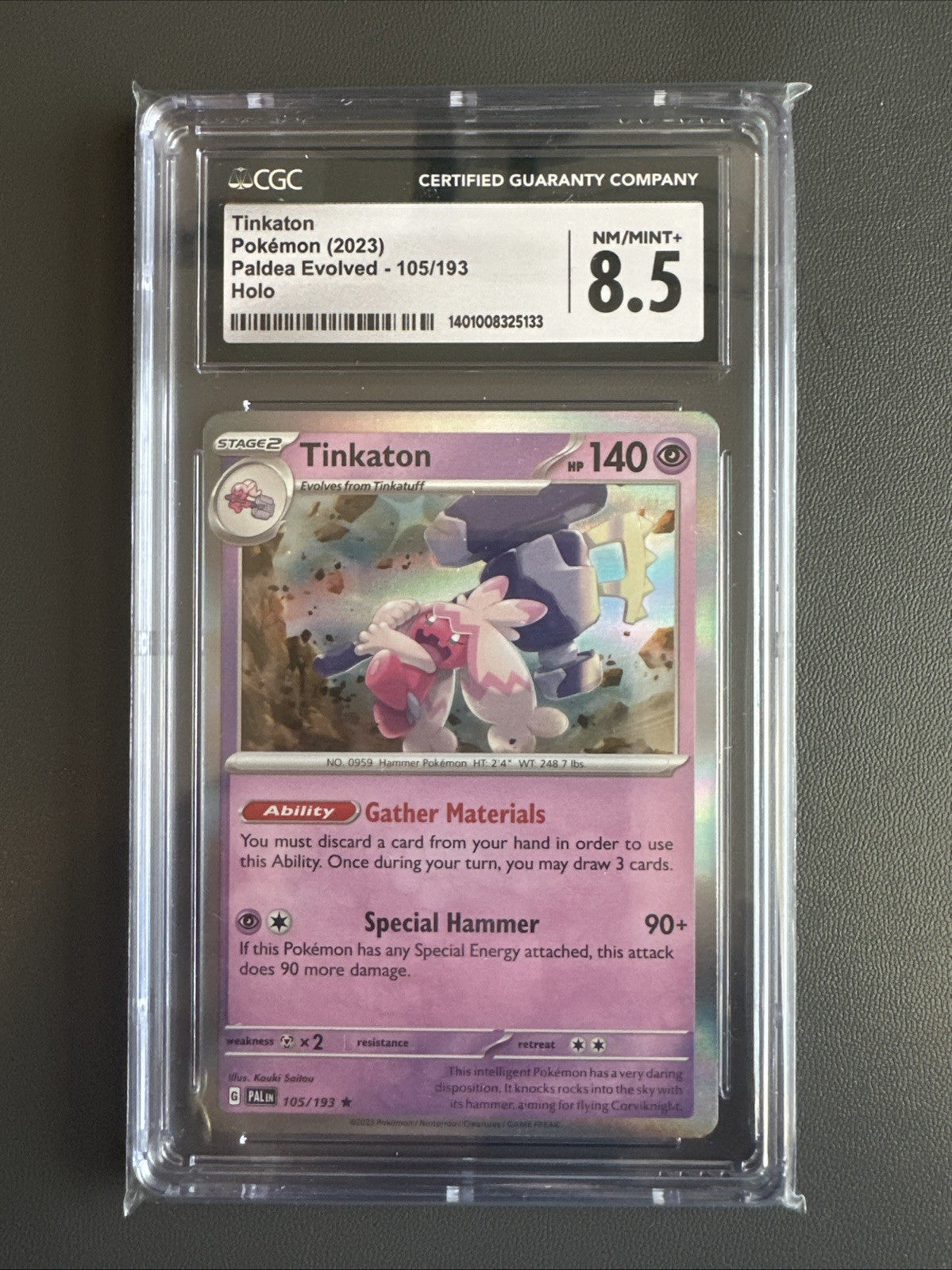 Pokemon 2023 Tinkaton 105/193 Paldea Evolved Promo CGC 8.5