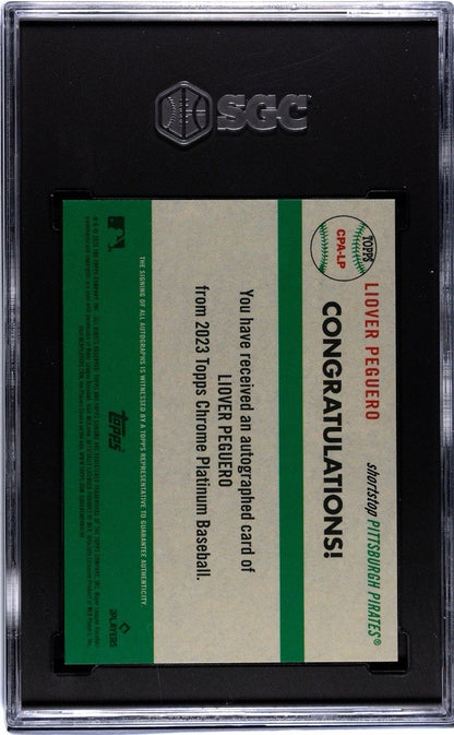 Liover Peguero 2023 Topps Chrome Platinum Anniversary #40 RC Green SGC 10