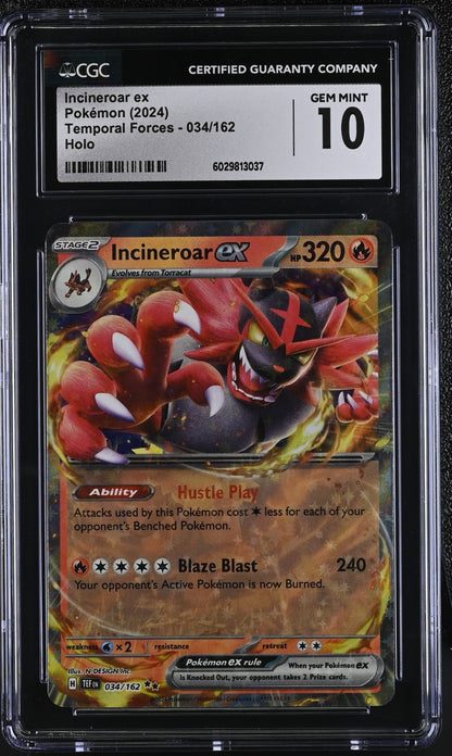 Pokémon 2024 Temporal Forces Incineroar Ex 034/162 Holo Rare CGC 10