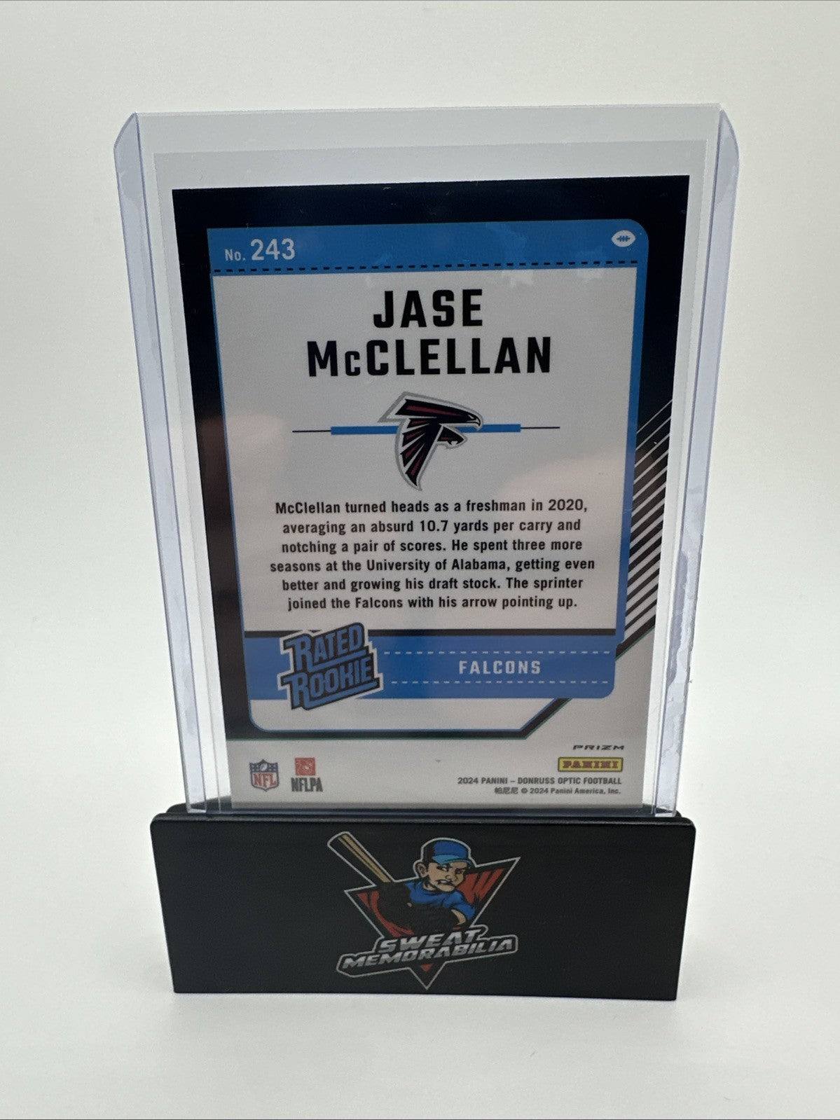 2024 Donruss Optic Jase McClellan Rated Rookie Atlanta Falcons #243 Blue Hyper