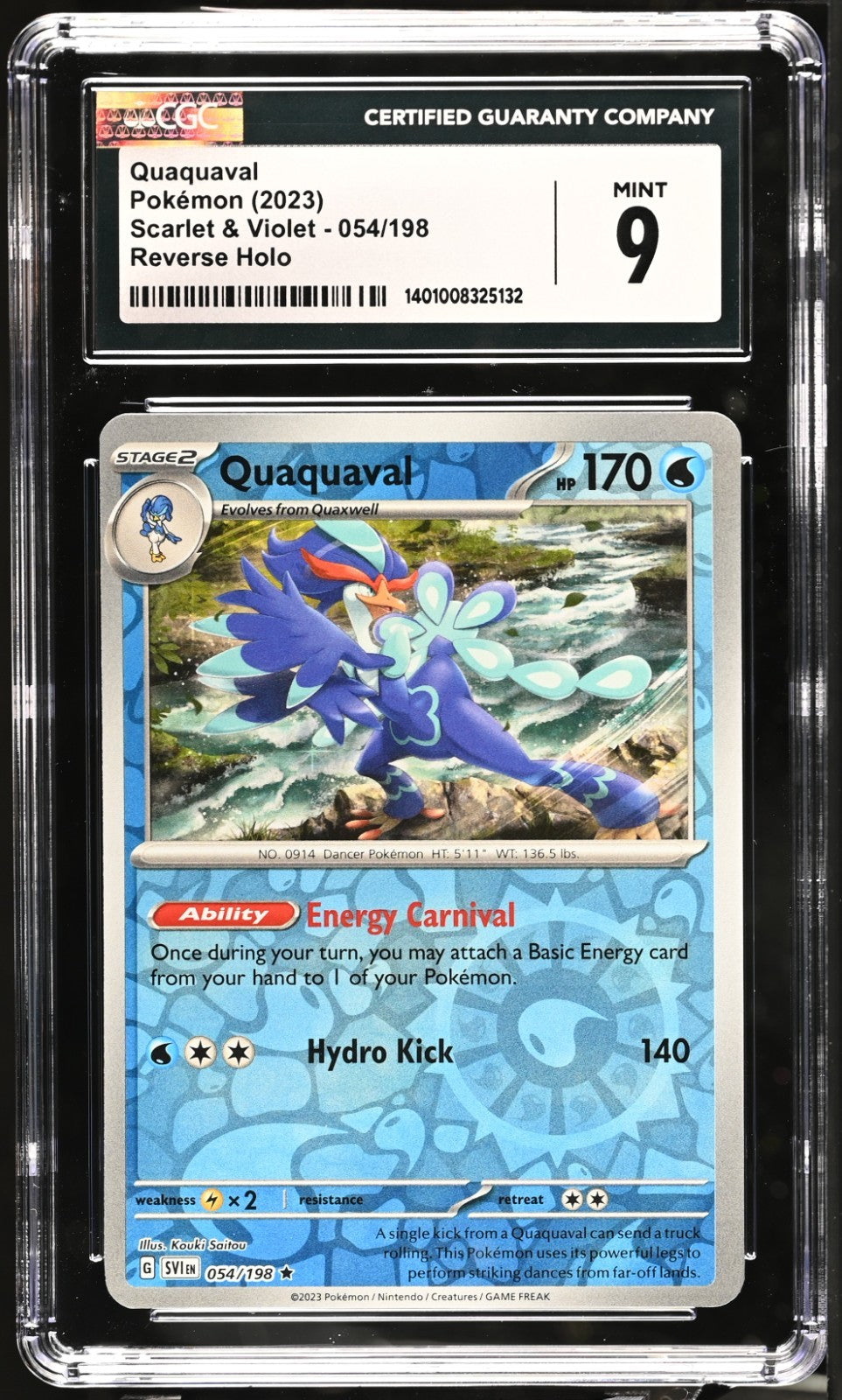 Pokemon 2023 Quaquaval EX 52/193 Sv: Scarlet & Violet Paldea Evolved CGC 9